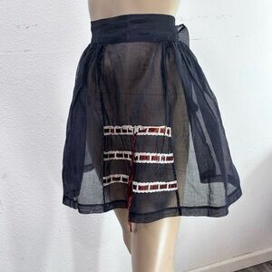 Black Sheer Mini Skirt with Ladder Ribbon Trim